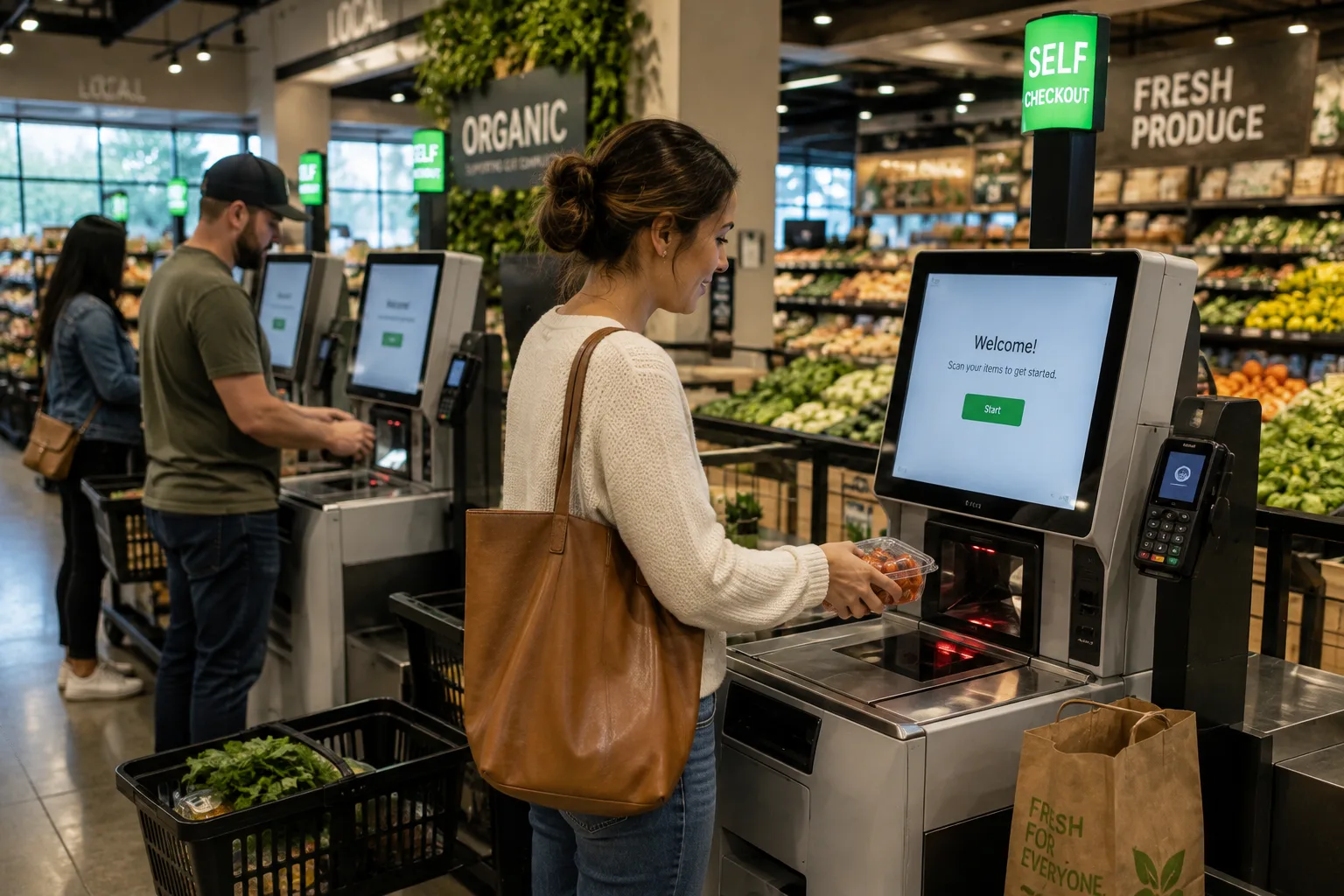 Grocery and markets business using a point-of-sale system