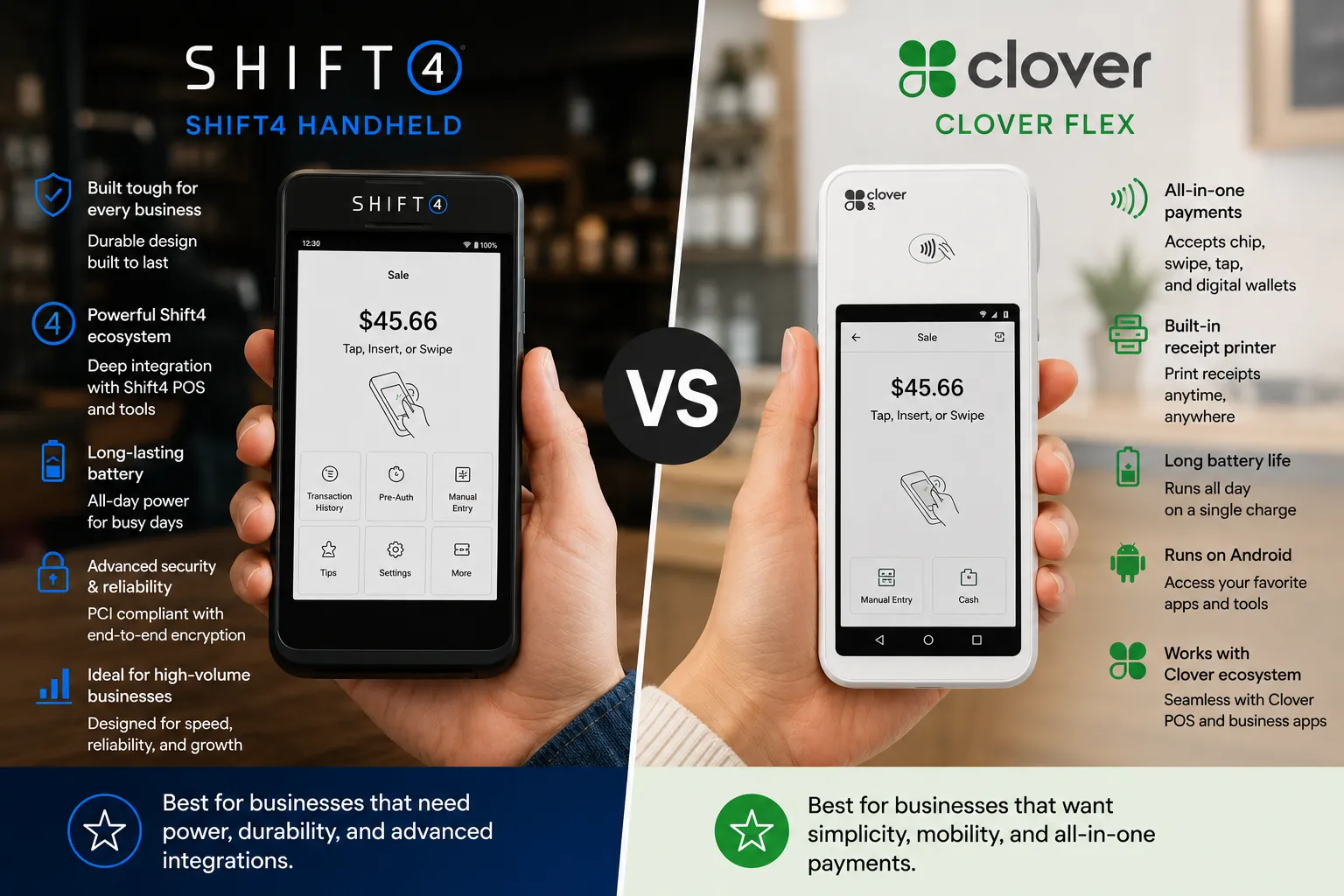 Bars and nightclubs payments POS equipment comparison
